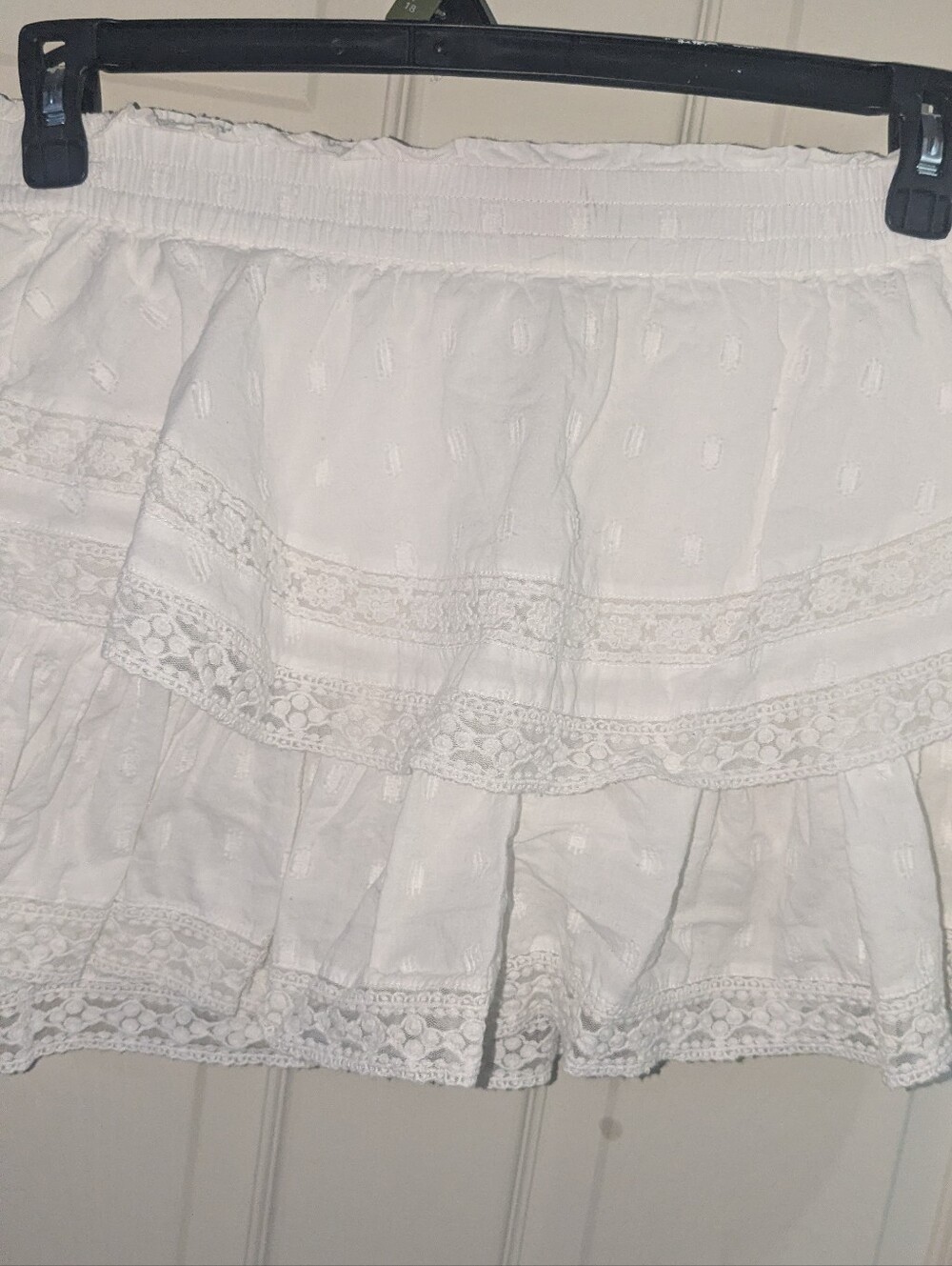 American Eagle Outfitters White Lace Tiered Mini Skirt With Shorts